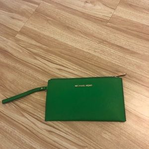 Michael Kors green clutch